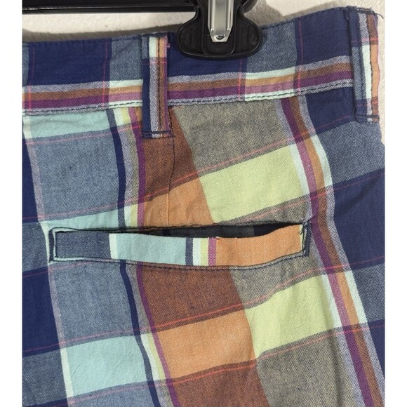 CREMIEUX Mens Bermuda Shorts Reversible Madras / Blue Chambray - Picture 9 of 16